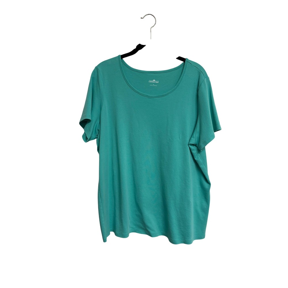 Lemon Way Turquoise Short Sleeve Shirt Women's Plus‎ Size 1X
